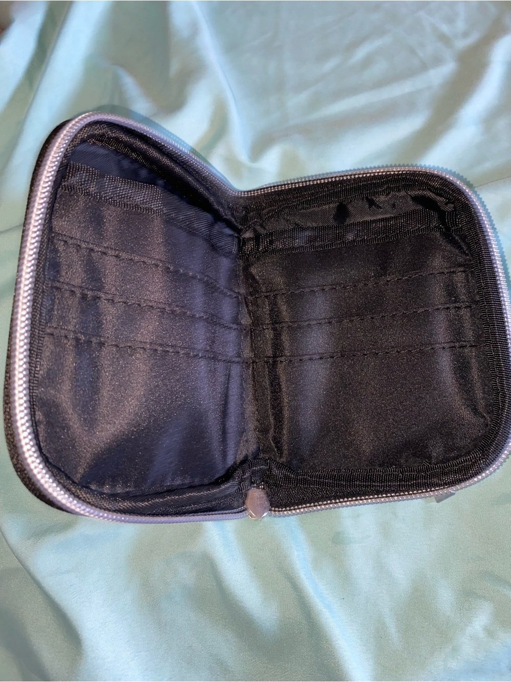 Zip-Around Black Card Wallet with Multiple Card Slots